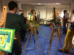 Workshop naaktmodel schilderen, teambuilding personeels bijeenkomst