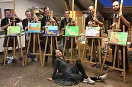 Workshop naaktmodel schilderen studenten op lokatie in Gent in België